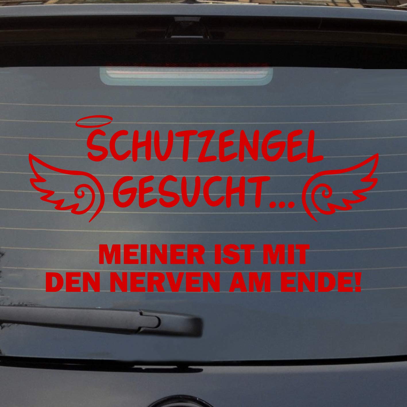 Hellweg Druckerei Schutzengel gesucht meiner ist am Ende Engel Nerven Auto Aufkleber Sticker Heckscheibenaufkleber von Hellweg Druckerei