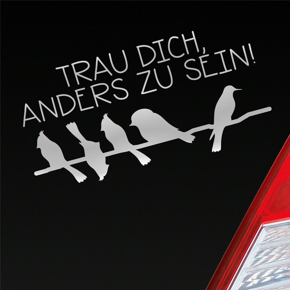 Hellweg Druckerei Trau Dich, anders zu sein! Vögel Bird Fun Tier Auto Aufkleber Sticker Heckscheibenaufkleber von Hellweg Druckerei