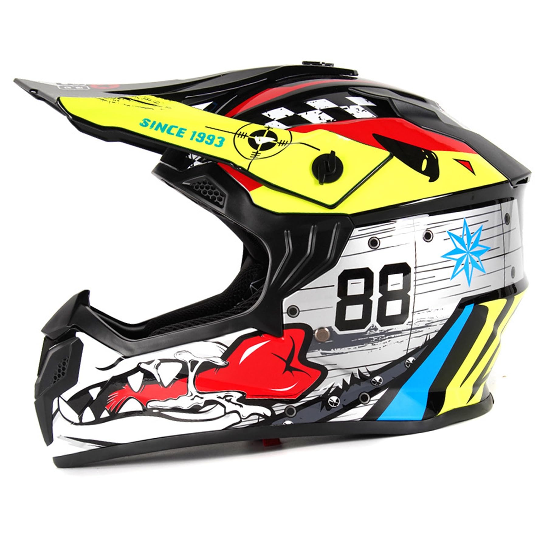 Kinder Motocross Helm, ECE R22.06 Zertifizierung, Scooter Roller Helm, Crosshelm Helm Motorrad MTB Enduro Quad Offroad DH Helm, Roller Ski ATV Fullface MTB Helm, Downhill Motorradhelm Kinder(M) von Helmblazia