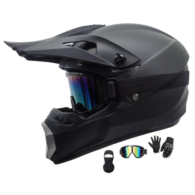 Motocross Helm Fullface MTB Jugend Motorradhelme, Downhill Motorradhelm Kinder, Herren ATV Motorradhelm, Für Mountainbike ATV BMX Downhill Offroad, mit Handschuhe Brille von Helmblazia