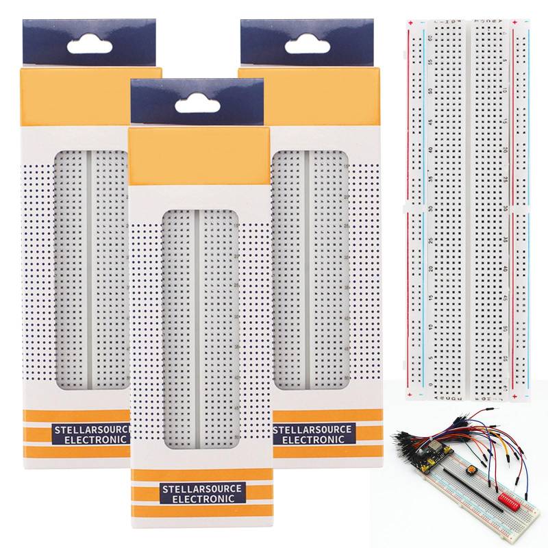 Breadboard, Lötfreies Steckbrett, Steckplatine, 4 Stück 830 Punkte Solderless Breadboard, Geeignet für Experimentelle Tests, von Helweet