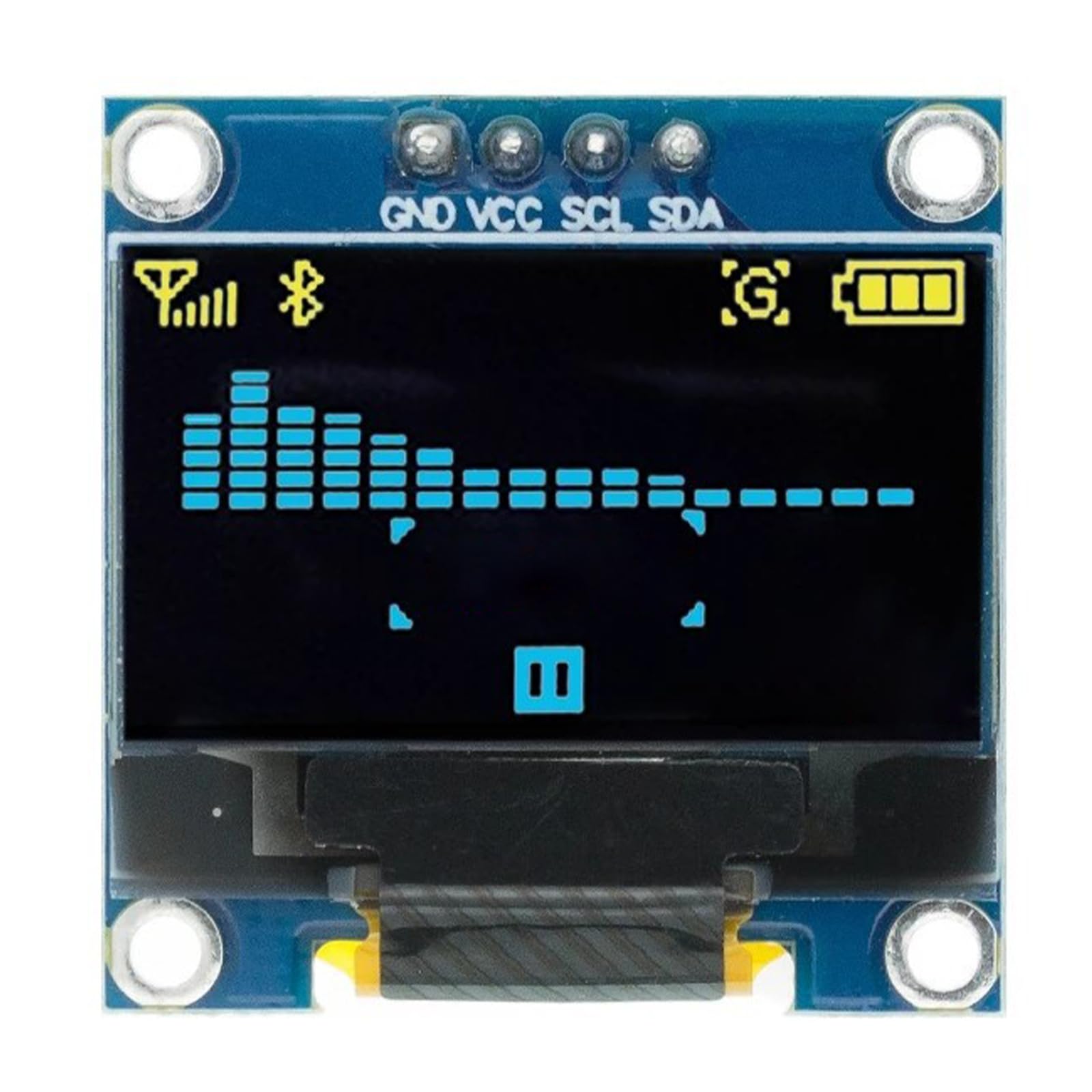 OLED Display, I2C Bildschirm Anzeigemodul, Display Modul, Selbstleuchtendes Display Board, 0.96 Zoll 128 x 64 Pixel I2C 3.3V-5V 4 Stifte, Stellen Sie Klare und Leicht Lesbare Informationen Bereit von Helweet