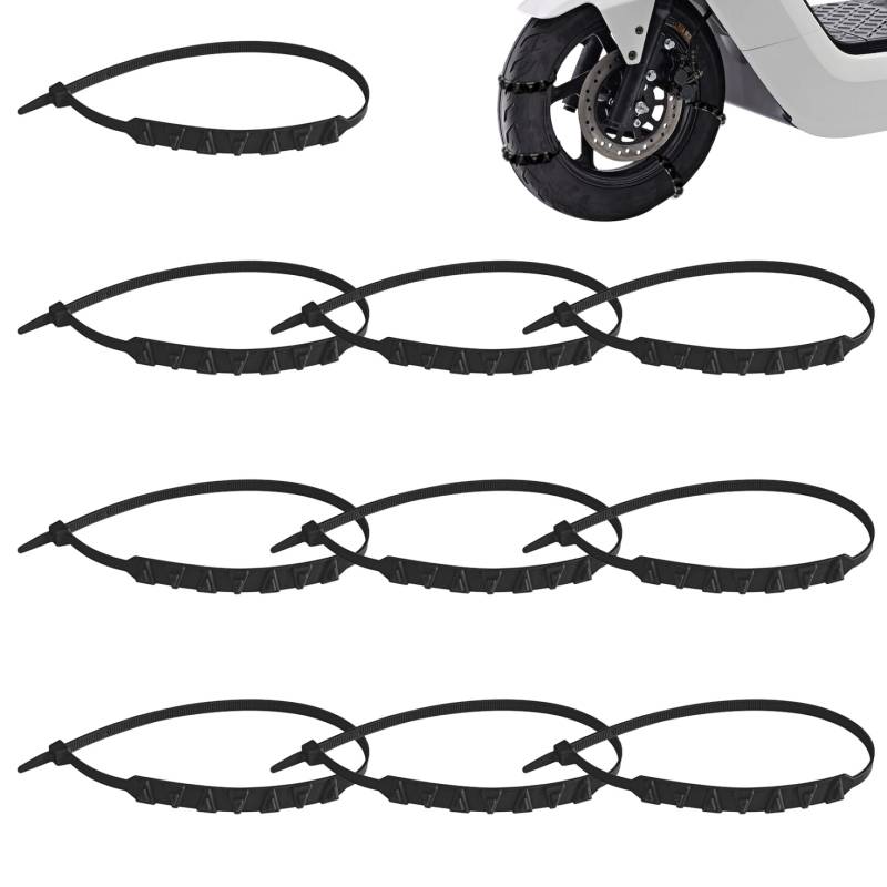 Schneeketten für Motorrad, 10pcs 50 cm/19,7 Zoll Nylon Nicht-Rutsch-Reifenketten, tragbare wiederverwendbare Winter-Schnee-Reifenketten, Universal Wheel-Ketten-Motorrad E-Bike von Hemore