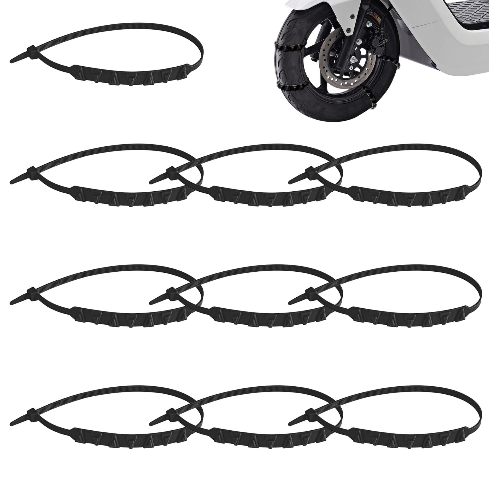 Schneereifenketten für Motorrad, 10pcs 50 cm Nylon Anti-Skid-E-Bike-Reifenketten, tragbare Winter-Schnee-Reifenketten für Motorradfahrradmotorbike von Hemore