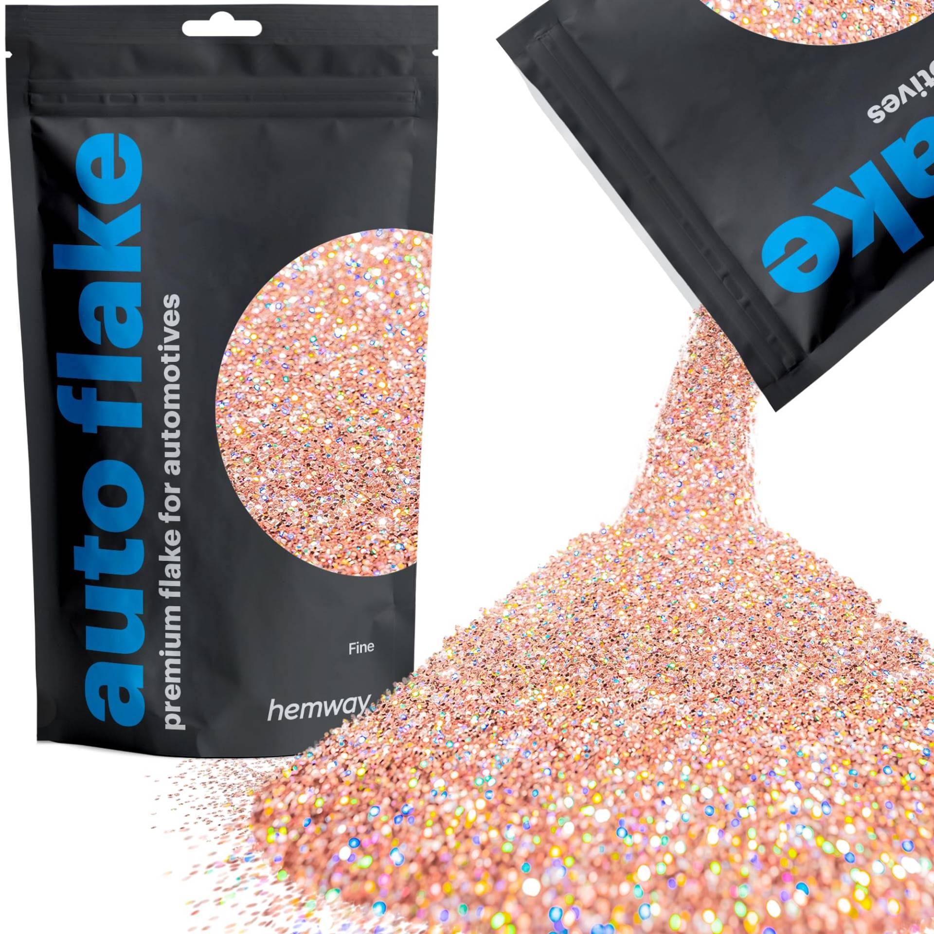 Hemway Automotive Metall Flake Glitter FINE 1/64" 0,015" 0.4mm 375 Mikron Farbe Metall Flake 100g für die Verwendung mit Auto Bike Van Truck Wagon Automotive Spray (Rose Gold Holographic) von Hemway