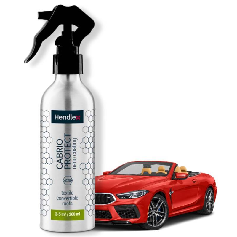 Hendlex Nano Cabrio Verdeck Imprägnierung Wasserabweisendes Schutz Spray für Stoffdach Imprägnierer (auch für Textil, Alcantara, Velours, Markise, Zelt, Motorrad Abdeckplane) 200 ml von Hendlex