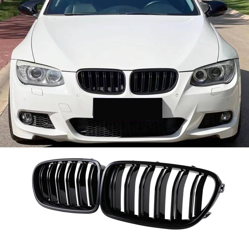 Hengjiayao E92 Nieren Schwarz Passend für BMW 3er E92 Coupé E93 Cabrio 328i 335i Facelift 2010-2013 E93 Kühlergrill Gloss Schwarz Kühlergrill Vorne（Nicht für M3） (For 3er E92 2010-2013) von Hengjiayao