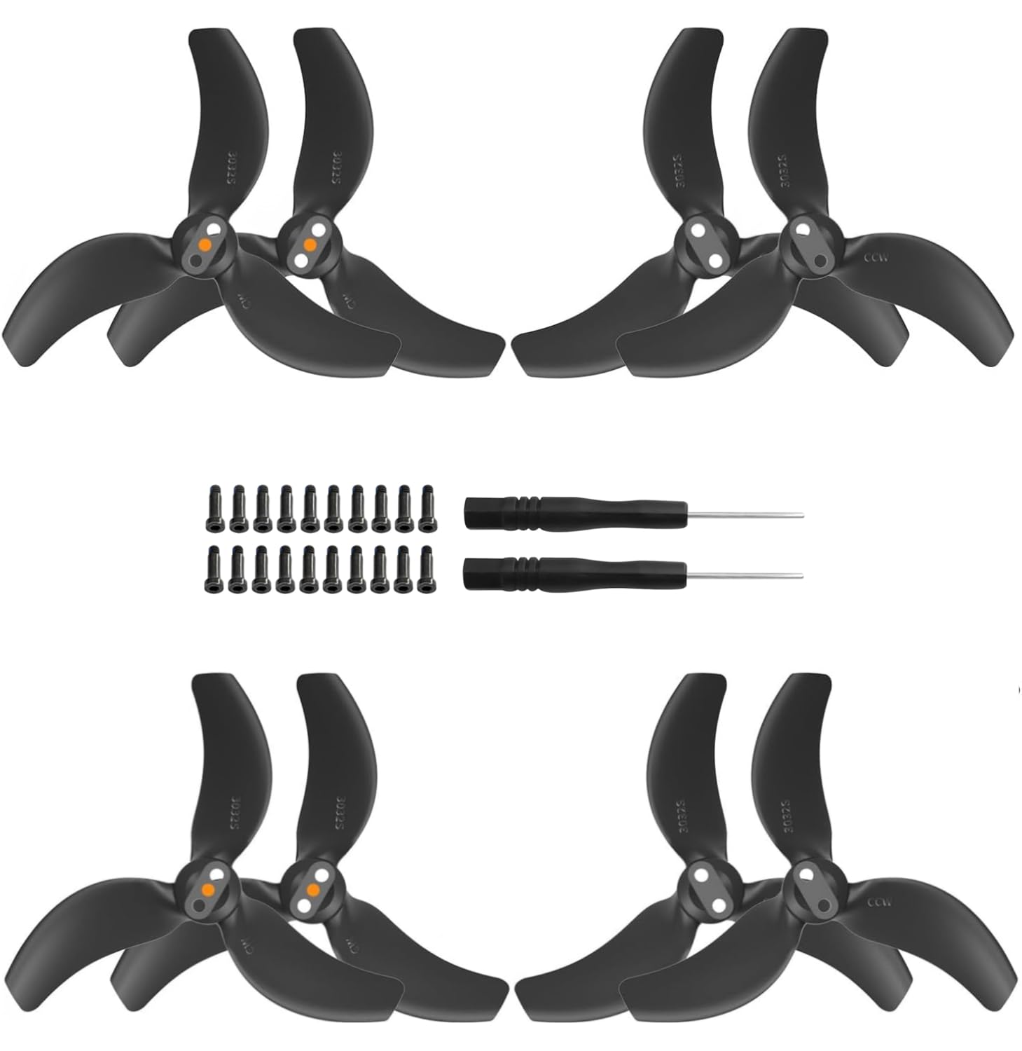 Avata 2 Propeller, 8 Pcs Drohne Avatar Propeller mit 24 Schrauben & 2 Schraubendreher, Avata 2 Zubehör für Drohnenersatz, 3032S Avatar 2 Propeller Blätter Geräuscharm von Hengrongshen