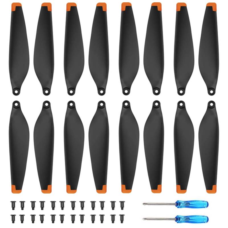 Hengrongshen Mini 3 Propeller, 16 Pcs Drohne Mini 3 Propeller mit 24 Schrauben und 2 Schraubendreher, Mini 3 Zubehör für Drohnenersatz, Low-Noise & Stabil Propeller (Orange) von Hengrongshen