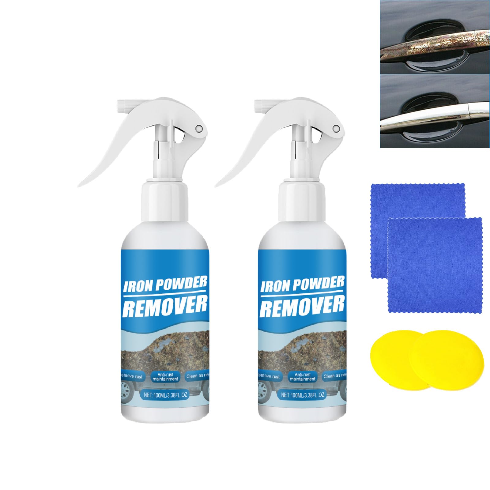 Hengxuan Mehrzweck-Rostlöser-Spray, 100 ml Eisenpulver-Entferner-Spray, Mehrzweck-Automobil-Eisenpulver-Rostlöser-Spray, für Felgen Autometall (2pcs) von Hengxuan