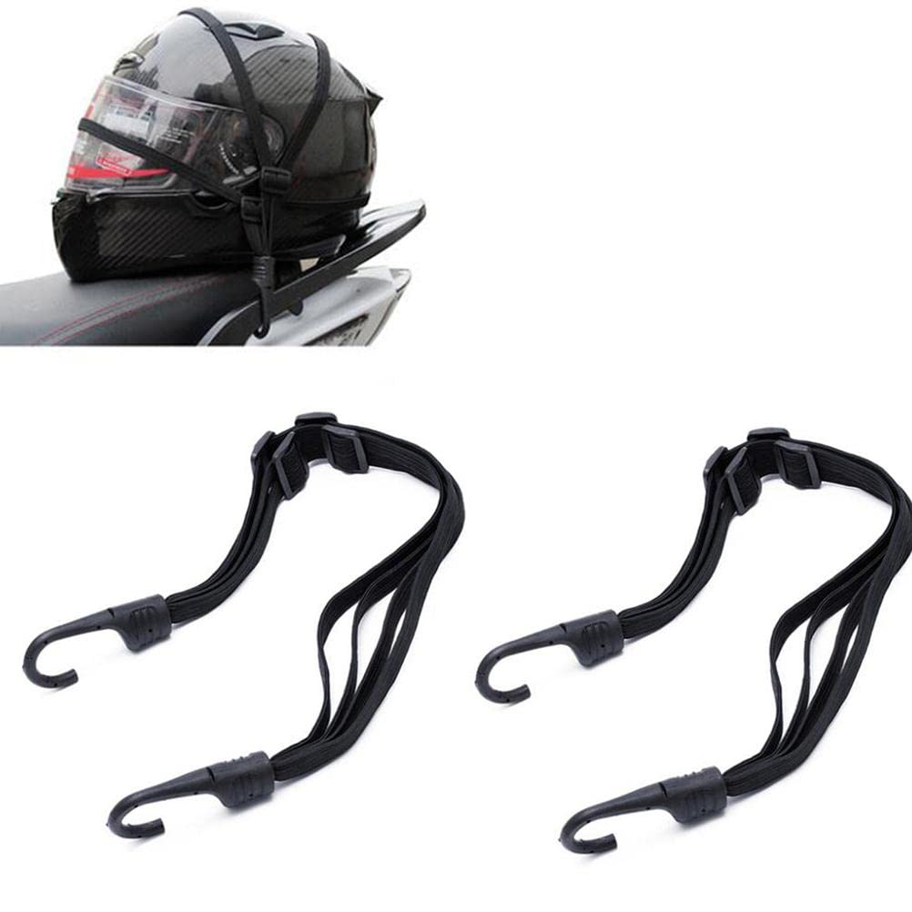 2 Stück Gepäckgurt mit Haken Motorrad Fahrrad Spanngurt Helmseil Universal Helm elastischer Seilspanner Hochelastisches Gepäckbindeband von Henoot