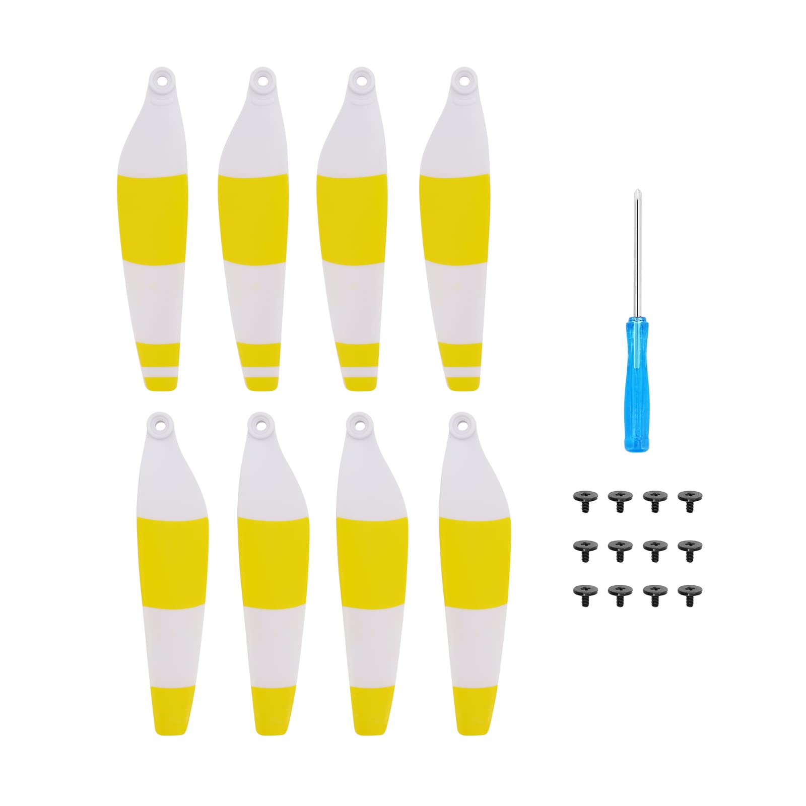 Hensych 8St CW CCW 6030F Faltbar Wenig Lärm Ruhiger Flug Flügel Fans Propeller Ersatz Ersatzteile für Mavic Mini 3 Pro Drohne, Doppelseitig Bunte Streifen Propellerblätter(Weiß Gelb) von Hensych