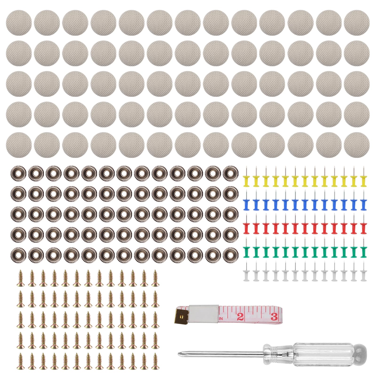 Henxing Dachhimmel Reparatur Set,65 Stk Auto Dachhimmel Reparatur Knopf,KFZ Dachhimmel Reparatur Nieten,Universal Auto Verdeck Reparatur Set mit Stecknadeln Schraubendreher Maßband für Alle Fahrzeuge von Henxing