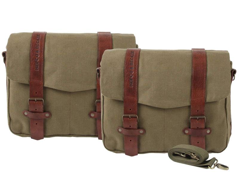 HEPCO&BECKER H&B Motorrad Satteltaschen für Motorrad Taschen Satteltasche Legacy Canvas für C-Bow Paar LL 22 Liter grün, Unisex, Multipurpose, Ganzjährig, Baumwolle von HEPCO&BECKER