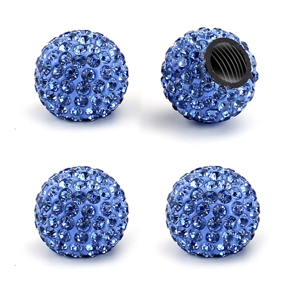 4 Stück Bling Bling Reifen Ventilkappen,Universal Diamant Glitzer Strass Reifenventil Staubkappen Fahrradreifenventilkappen Auto Ventilkappen Reifenwechsel Valve Caps Zubehör für Auto,Blau von Herbests