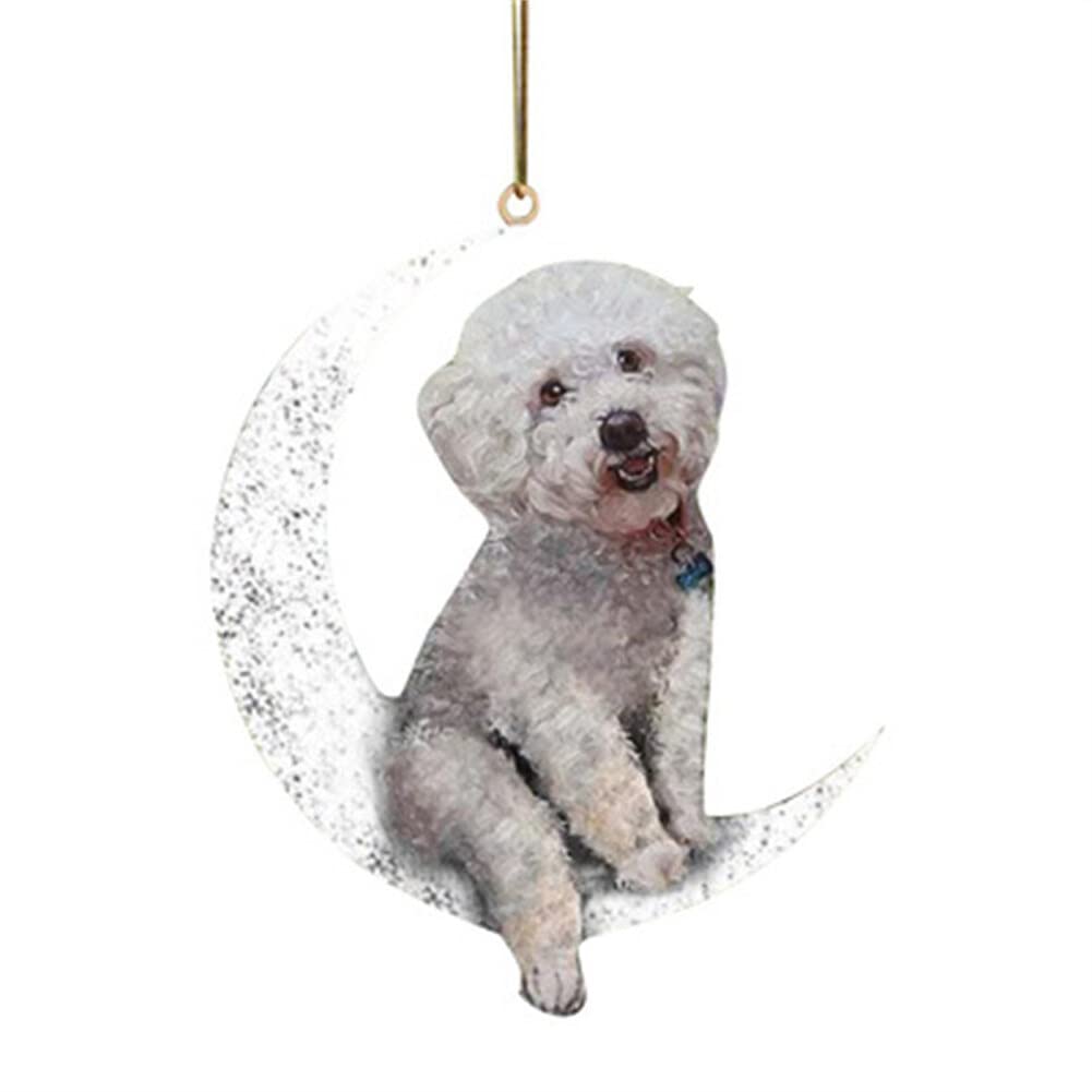 Auto Rückspiegel Anhänger, Niedlicher Hund Mond Hänge Ornament für Auto Rückspiegel Auto Spiegel Anhänger Auto Innenrückspiegel Charms Auto-Innenausstattung Lustige Geschenke für Männer Damen von Herbests