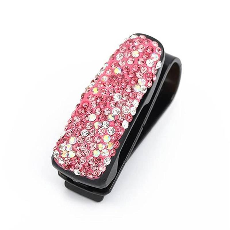 Bling Brillenhalter für Auto Sonnenblende,Glitzer Kristall Strass Sonnenbrillenhalter Sonnenbrillen Clip Sonnenbrillen Brillen Brillenständer Ticket Karte Clip Halter Auto Interieur Zubehör,Rosa von Herbests