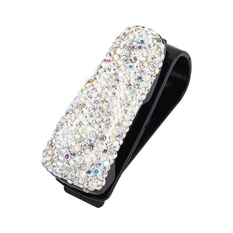 Bling Brillenhalter für Auto Sonnenblende,Glitzer Kristall Strass Sonnenbrillenhalter Sonnenbrillen Clip Sonnenbrillen Brillen Brillenständer Ticket Karte Clip Halter Auto Interieur Zubehör,Silber von Herbests