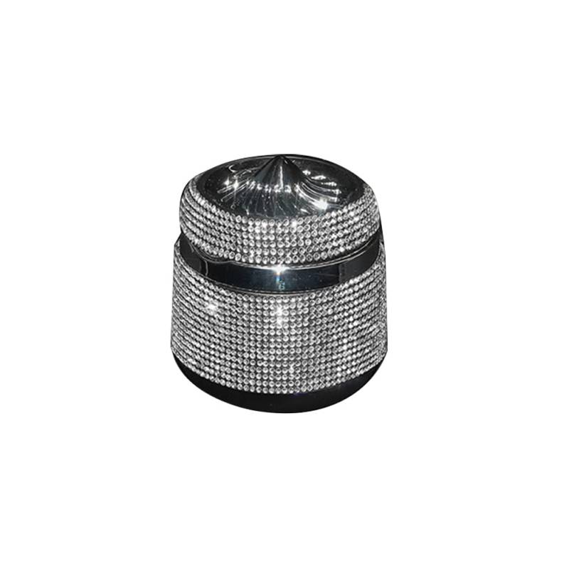 Herbests Auto Aschenbecher mit Deckel & Blaue LED Licht, Bling Strass Glitzer Diamant Tragbarer Auto rauchfreien Aschenbecher Zigarette Aschenbecher Auto Getränkehalter für Auto, Haus, Büro,Silber von Herbests