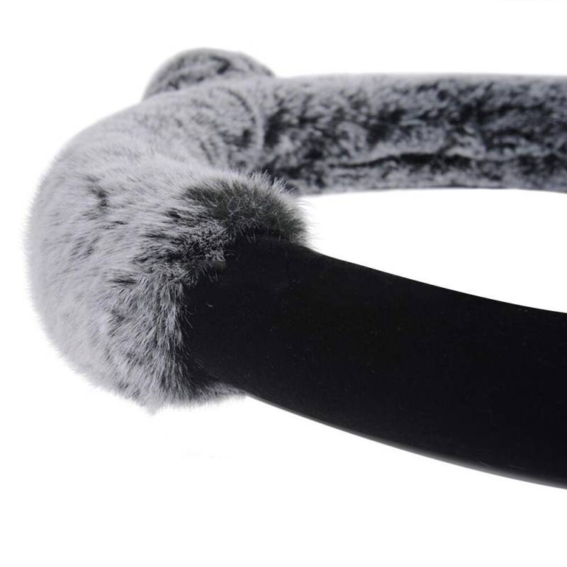 Herbests Lenkradabdeckung, Universal Auto Lenkradhülle Lenkrad Abdeckung Lenkradbezug Anti Rutsch Winter Warm Plüsch Lenkradhülle Lenkradschoner für Damen, Herren,38CM,Graue von Herbests