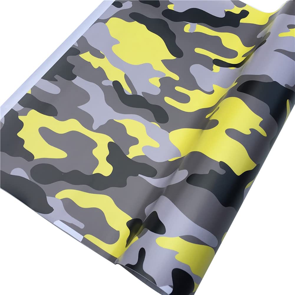 Herbests Selbstklebend Vinyl Autofolie,152cmx30cm Camouflage Auto Folie Selbstklebend Wasserdichter Auto Schutz Folie Lackschutzfolie DIY Vinyl Folie Autoaufkleber für Auto Motorrad Fahrrad,Gelb von Herbests