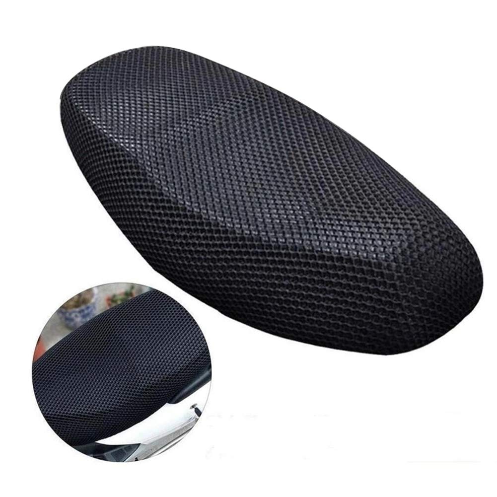 Motorrad Sitzbezug,Universal Motorrad Sitzbankbezug Sonnenschutz Atmungsaktiv Sitzabdeckung Motorrad Kissenbezug 3D Mesh Motorrad Roller Sitzbezug Ersetzen für Roller, Moped, Motorrad,Schwarz,L von Herbests