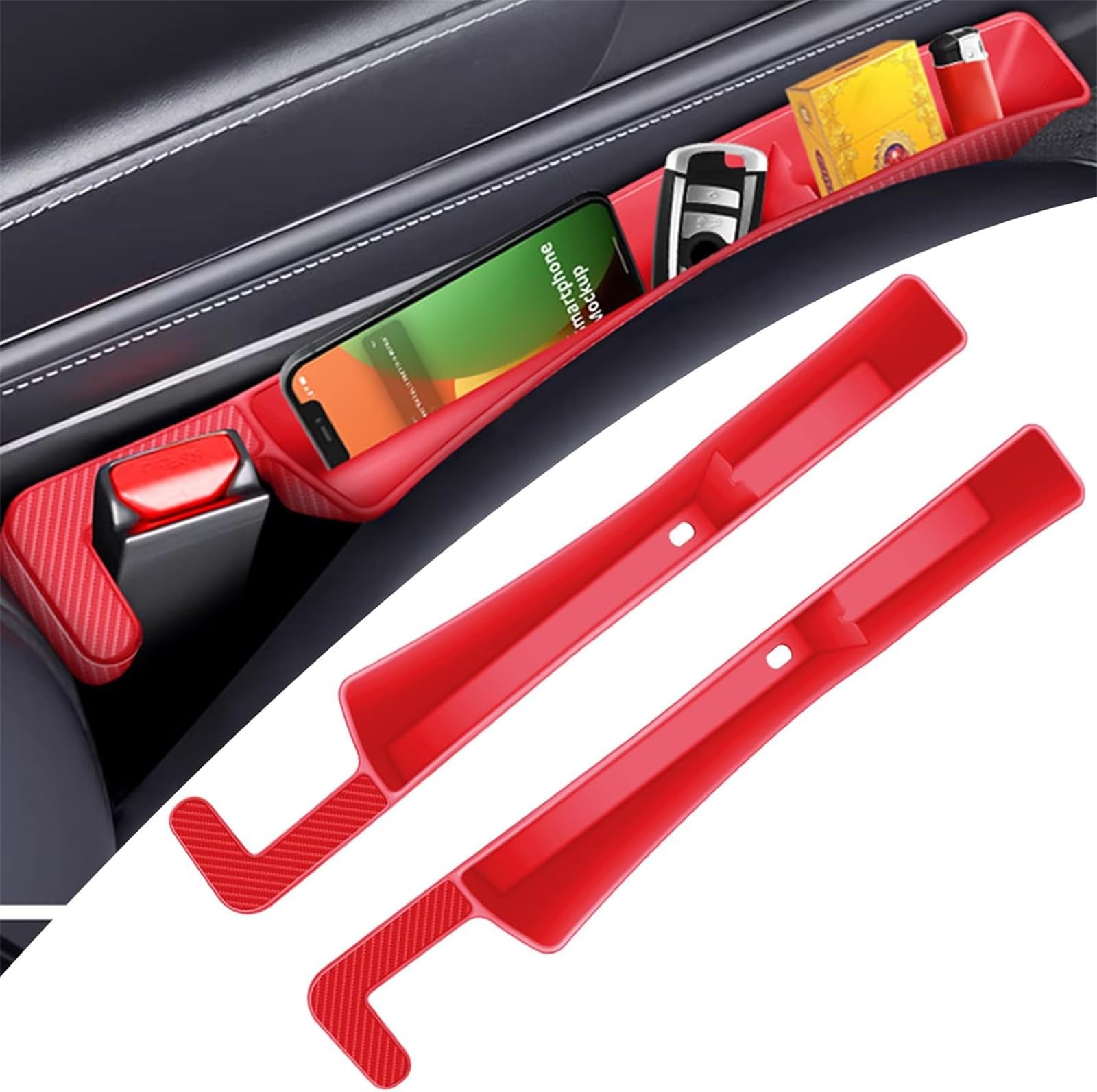 Herfair Autositz Lückenfüller 2 Stück Gap Organizer Storage Box Universal Aufbewahrungsbox Car Seat Gap Filler für Auto Organizer (Rot) von Herfair