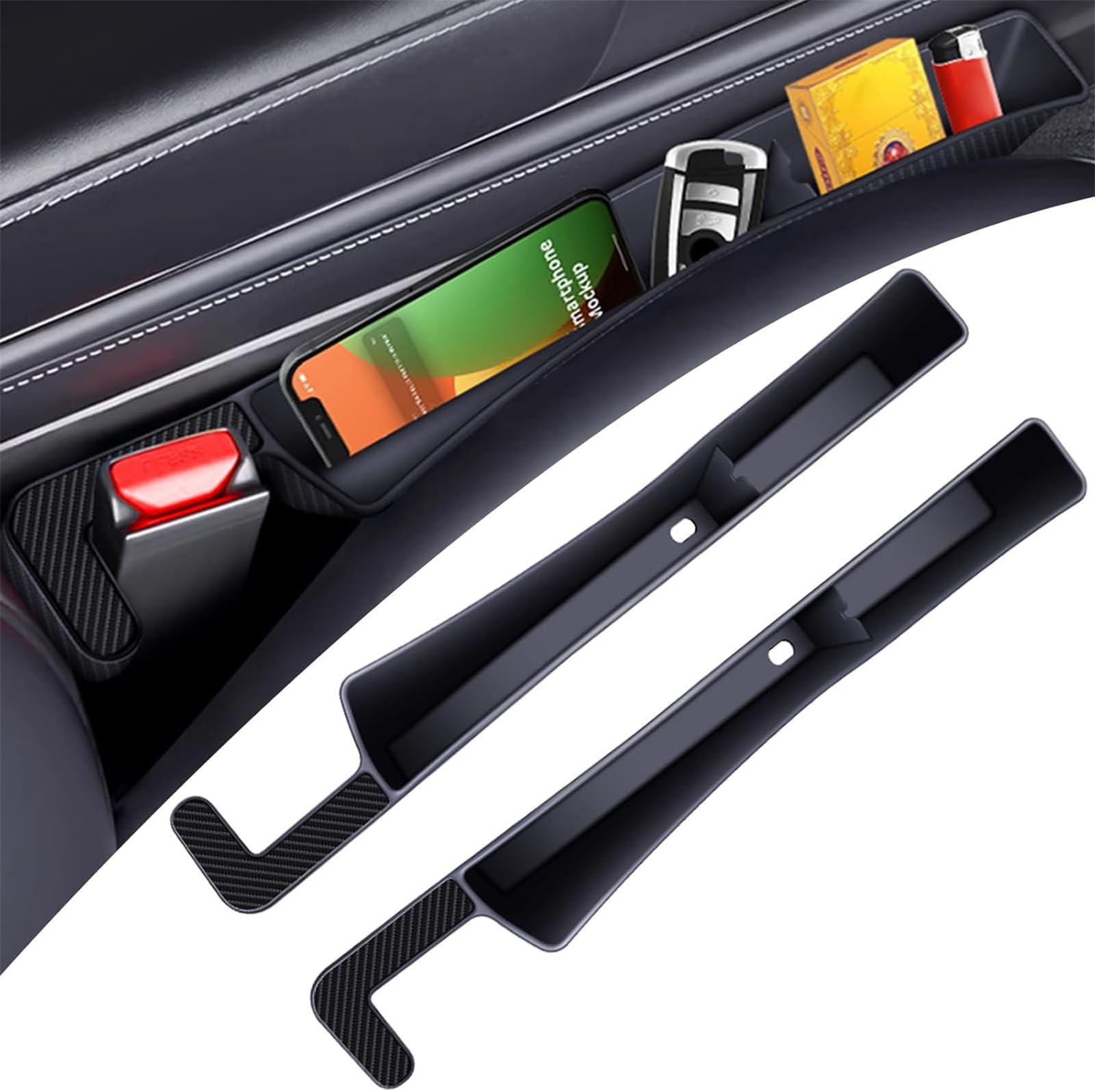 Herfair Autositz Lückenfüller 2 Stück Gap Organizer Storage Box Universal Aufbewahrungsbox Car Seat Gap Filler für Auto Organizer (Schwarz) von Herfair