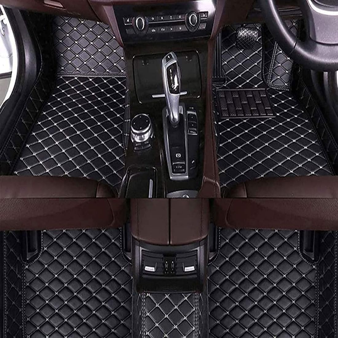 Auto Fußmatten PU-Leder FüR Audi TT(4 seast) MK3 2015-2024(LHD), Anpassen Bodenmatte Wasserdicht Fussmatten Teppiche Allwetter Schutzpolster Automatten,D/Black-beige von HerfsT