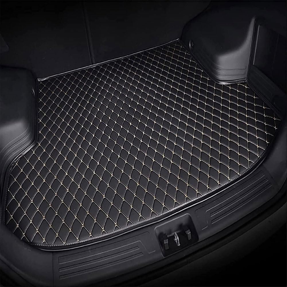 Auto Kofferraummatte für Jaguar F-Pace 2021-2024, Leder Kofferraumwanne Kofferraum Schutzmatte Langlebiges Kratzfest Teppich Zubehör,D/Black~beige von HerfsT