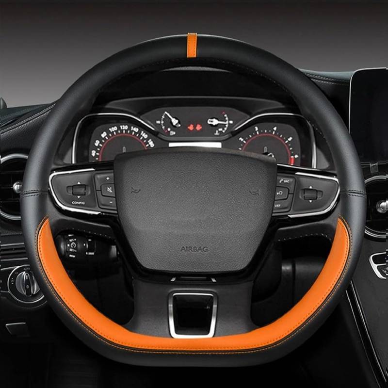 Auto Lenkradbezug für Kia EV9 2023 2024 2025, PU Leder Lenkradhüllen Rutschfester Lenkradschutz Lenkrad Abdeckung Innen Zubehör,F/Orange von HerfsT