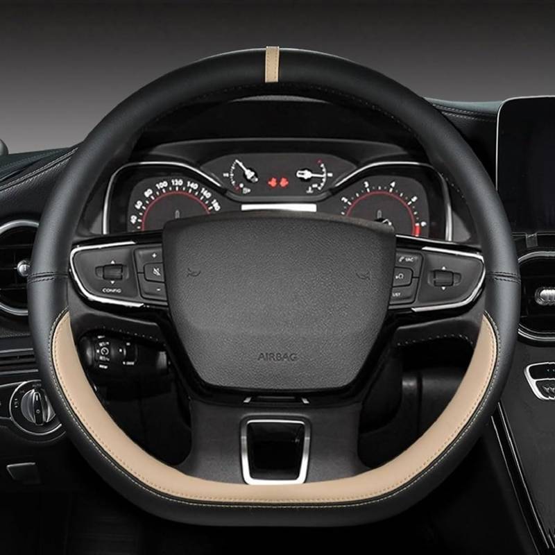 Auto Lenkradbezug für Kia Forte III 2021 2022 2023 2024 2025, PU Leder Lenkradhüllen Rutschfester Lenkradschutz Lenkrad Abdeckung Innen Zubehör,B/Beige von HerfsT