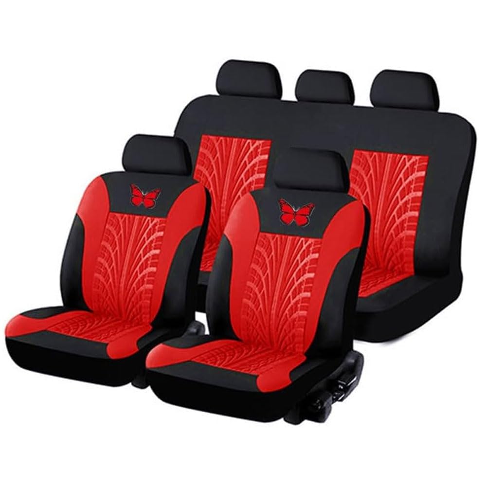 Auto Sitzbezüge Set für Mitsubishi Space Star 2.GEN 2.gen,Stoff Autositzbezüge Schonbezüge Wasserdicht Atmungsaktiv Autositzschoner Zubehör,E/Red von HerfsT