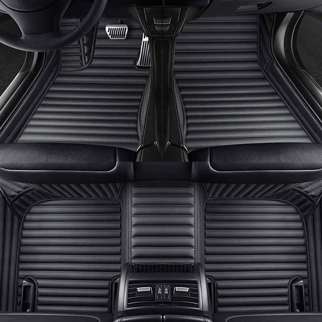 für Ben-z E-Class W213 2014-2019(LHD) Auto Fußmatten PU Leder Fussmatten Set Autoteppich Vorne und Hinten Bodenmatte wasserdichte rutschfeste Zubehör,C/Black von HerfsT