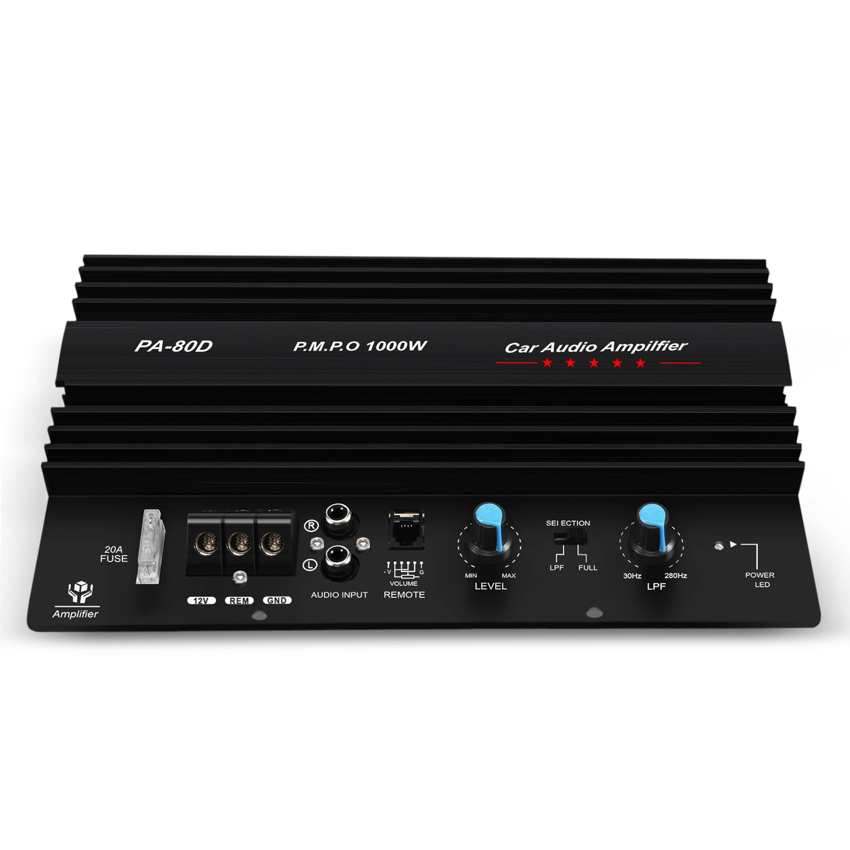 Hermosiey 12V 1000W Mono Auto Audio Endstufe Leistungsstarke Bass Subwoofer Amp PA80D von Hermosiey