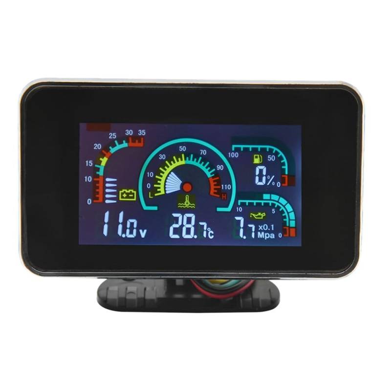 Hermosiey 4-In-1-Kombinationsanzeige 4 in 1 LCD 12V/24V Öldruck-Voltmeter LCD-Digital-Öldruckmesser Volt Wassertemperatur Ölkraftstoffanzeige mit 10-Mm-Sensor für Bagger- von Hermosiey