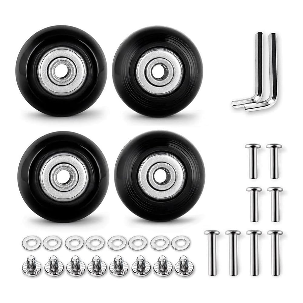 Hermosiey 4-Teiliges Set Gepäck-Ersatzräder 50 mm mit 6 mm (0,24) Lagern Reparatursätzen ABEC 608Zz Schwarzem Gummi für Koffer und Inline-Skate von Hermosiey