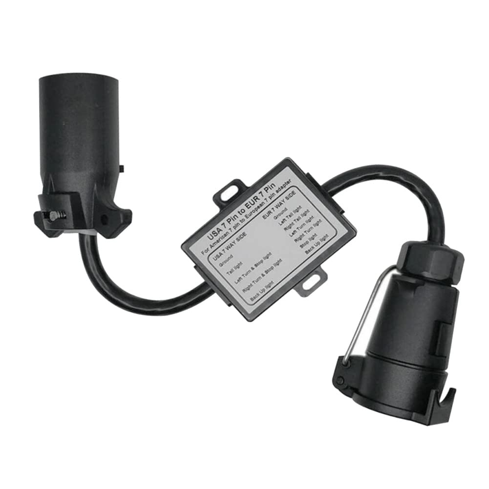 Hermosiey AnhäNger-Licht-Stecker, USA auf EU, 7-Wege-Steckdosen-Stecker-Adapter, Fahrzeug-Linker, AnhäNger-Stecker, AnhäNgerkupplung, AnhäNger-Stecker-Adapter von Hermosiey