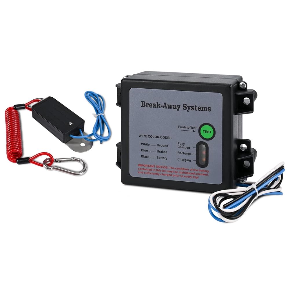 Hermosiey Anhängerbremsen-Breakaway-Kit mit Schalter, LED-Prüfleuchte, Elektrisches Breakaway-System, Universelle Anhängerbremssteuerung, Anhänger-Breakaway-Kit von Hermosiey