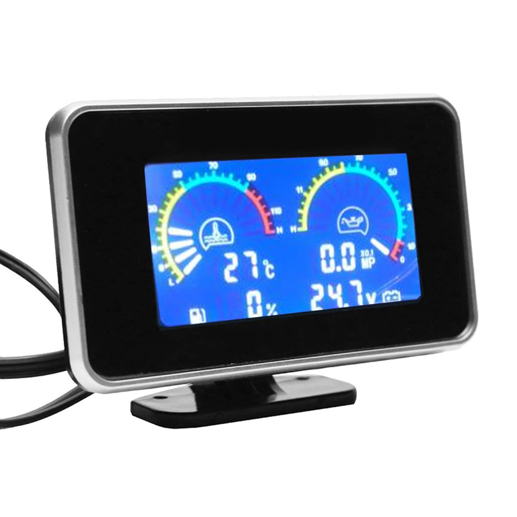 Hermosiey Auto-LCD-4-In-1-Messgerät LCD-Auto-Digital-Öldruckmesser Digitalanzeige Sensor Instrumententafel Voltmeter Wassertemperaturmesser 4-In-1 von Hermosiey