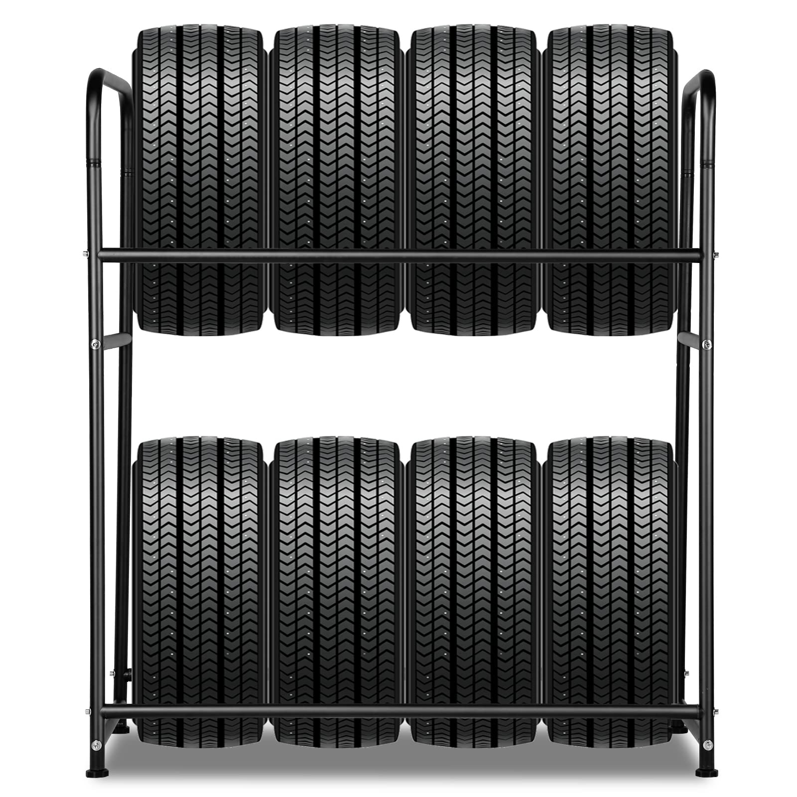 Herrselsam Reifenregal verstellbar,Reifenständer für 8 Reifen,Reifen aufbewahrung 107 x 46 x 117cm Ladekapazität 180kg,felgenbaum mit Reifenschutzhülle, für Garage (1 Stück) von Herrselsam