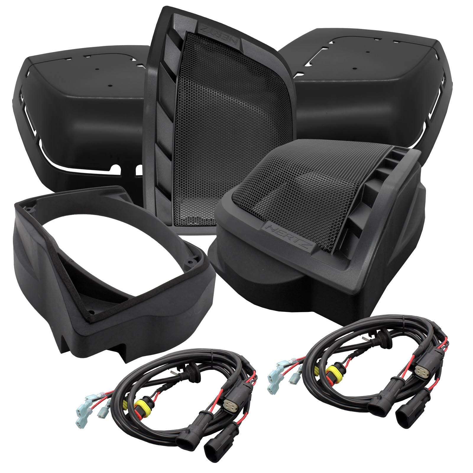 Hertz HD14H Saddlebag Cut-Kit (Sägeschablonen+Grill+Halterungen+Anschlusskabel) für 6x9 Lautsprecher passend für Harley-Davidson® Touring ab 2014 von Hertz