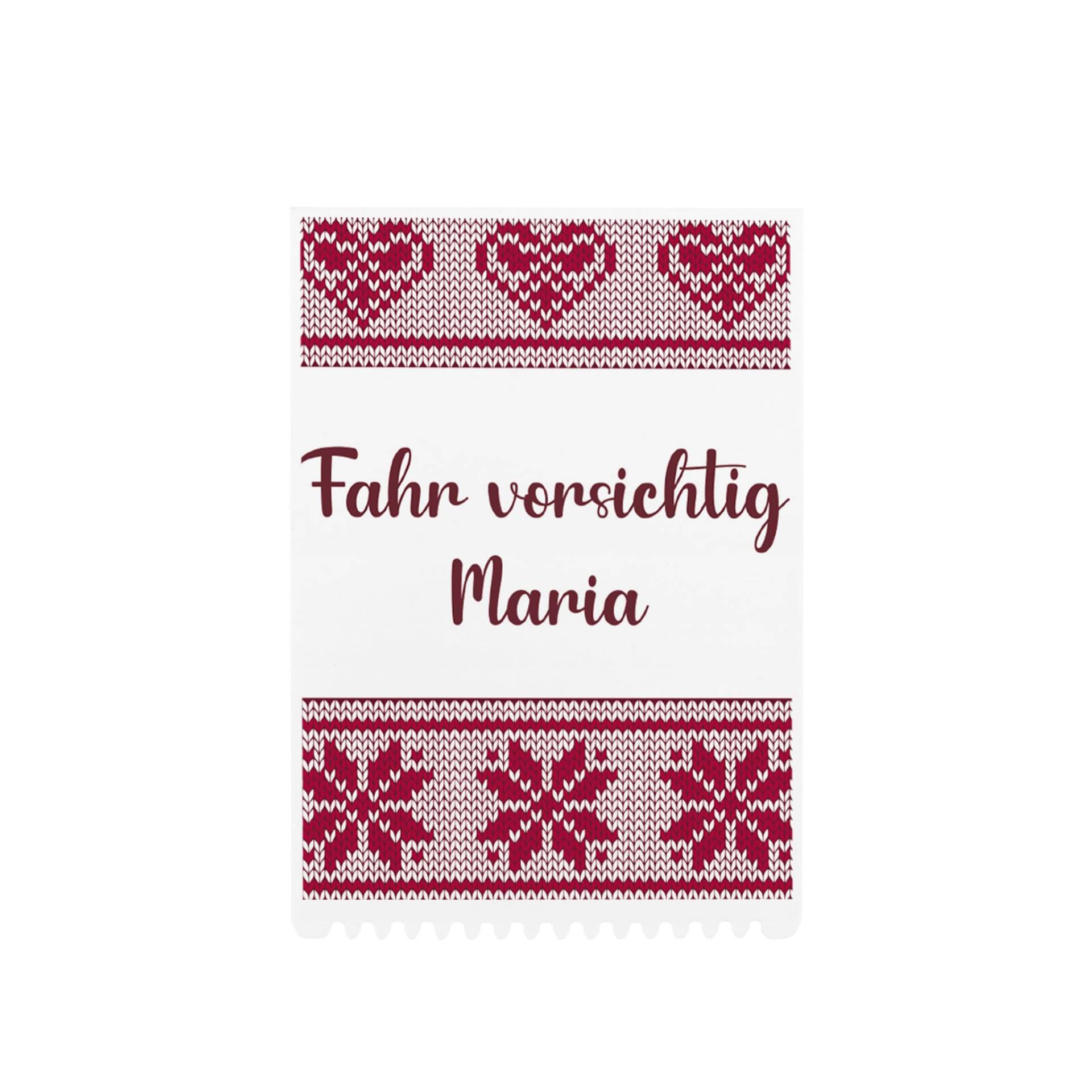 Herz & Heim® personalisierter Eiskratzer/Kunststoff/verschiedenen Motive / 10 cm x 14 cm (Winterstrick) von Herz & Heim