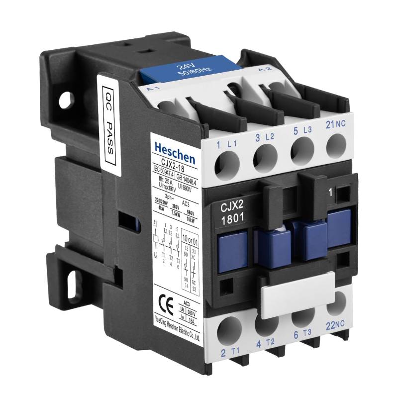 Heschen AC Schütz CJX2-1801 24V 50/60Hz Spule 3P 3-polig normal geschlossen Ie 18A Ue 380V von Heschen