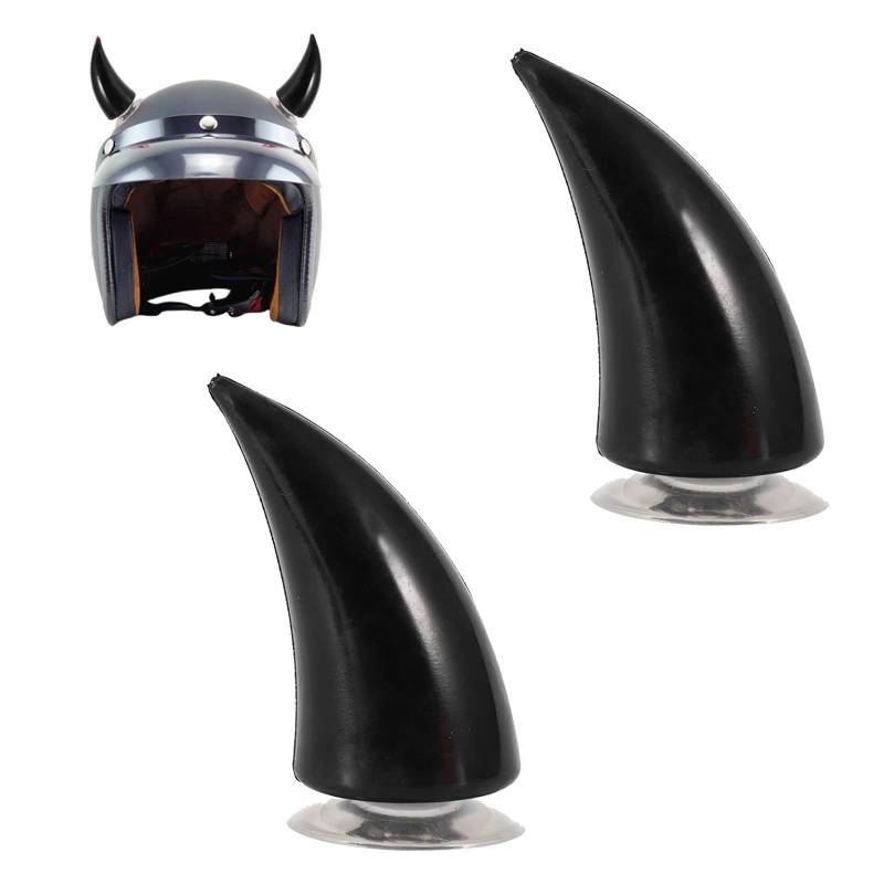 2 Stück Motorradhelm Hörner Motorrad Helm Horn mit Saugnapf Teufelshörner Helm-Dekoration Zubehör für Kinder und Erwachsene Schwarz von Heting-YQ