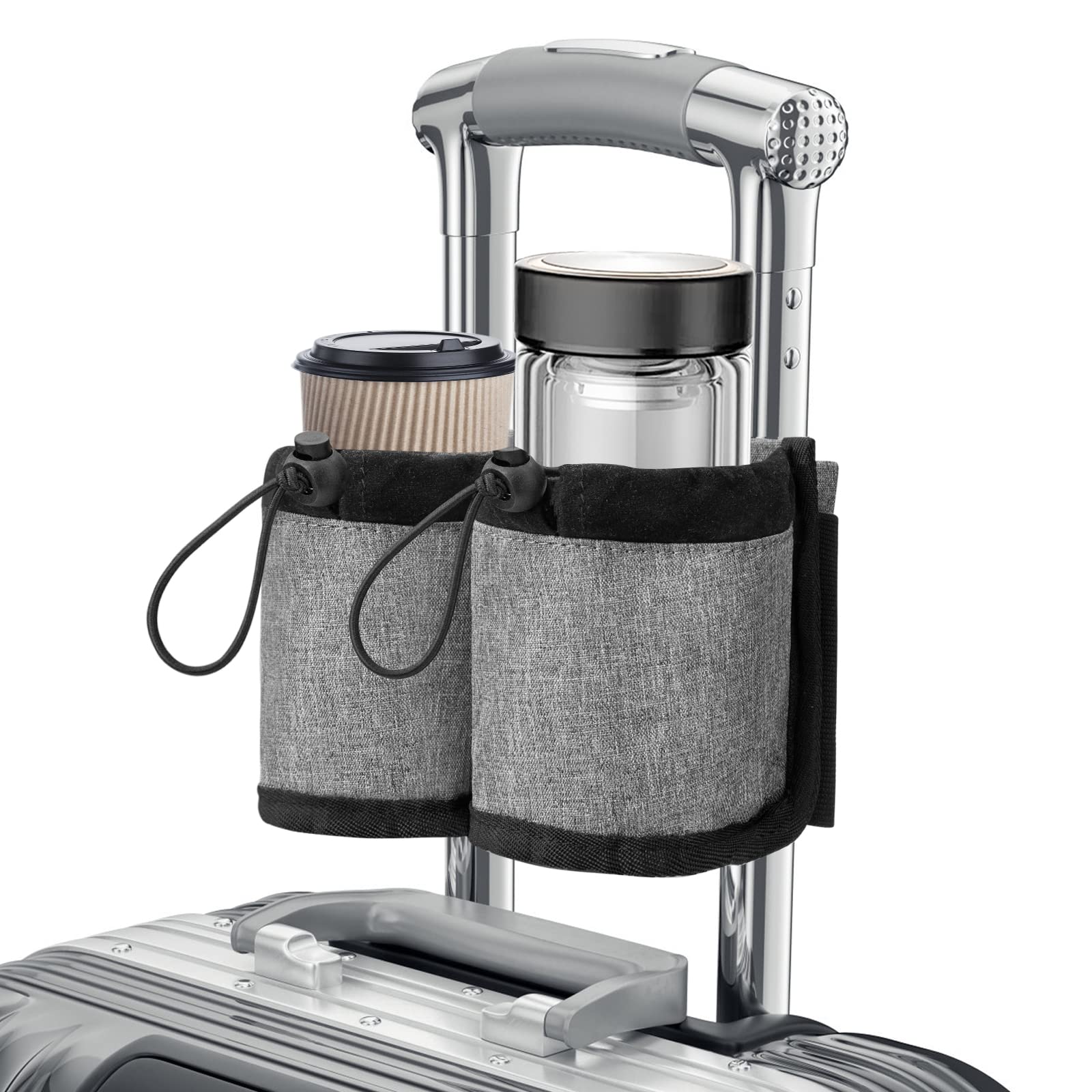 Gepäck-Becherhalter Tragbarer Reise-Getränkehalter mit Zwei Kaffeetassen Luggage Cup Holder Reisezubehör für Reisende Flugbegleiter von Heveer