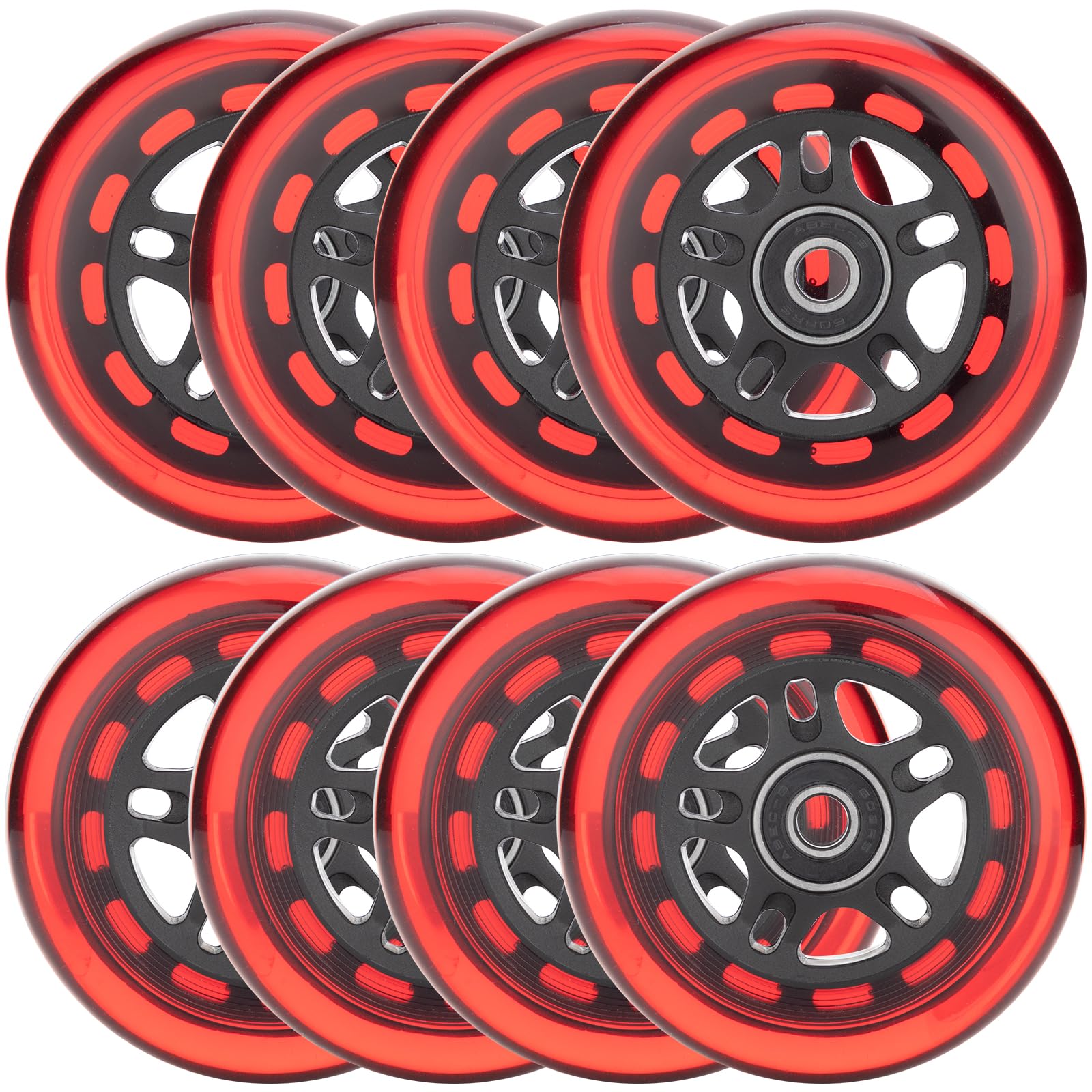 HeyZomm Inline-Skate-Räder für drinnen und draußen, 85a Rollhockey-Räder mit Kugellagern, ABEC-9 und schwimmenden Abstandshaltern, 64 mm, 70 mm, 72 mm, 76 mm, 80 mm, 84 mm, 90 mm Durchmesser, 8 Stück von HeyZomm