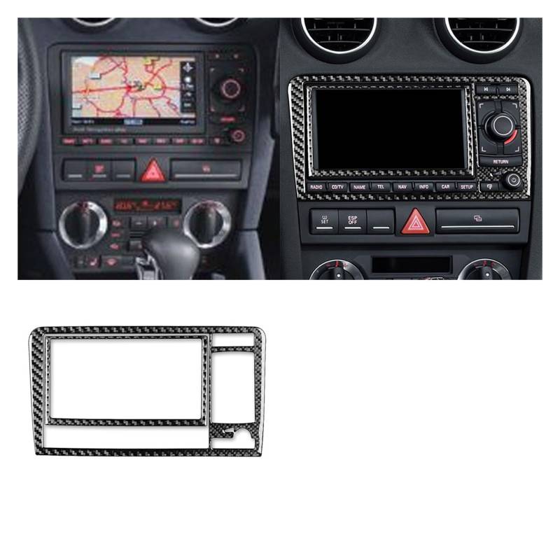 Auto Innenraum Für A3 S3 8P 2006 2007 Zentrale AC Radio CD Navigation Panel Set Trim Abdeckung Carbon Fiber Auto Innen zubehör Aufkleber Interieur Zubehör(B Black) von Hguvsjd