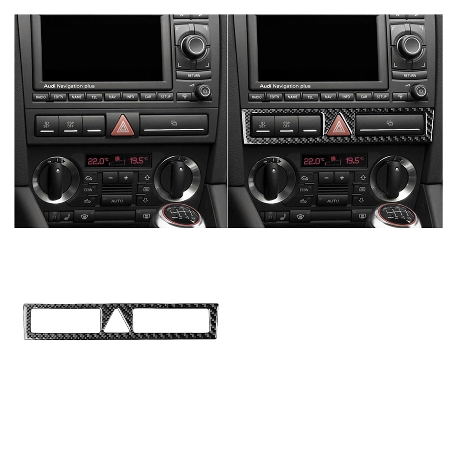 Auto Innenraum Für A3 S3 8P 2006 2007 Zentrale AC Radio CD Navigation Panel Set Trim Abdeckung Carbon Fiber Auto Innen zubehör Aufkleber Interieur Zubehör(D Black) von Hguvsjd