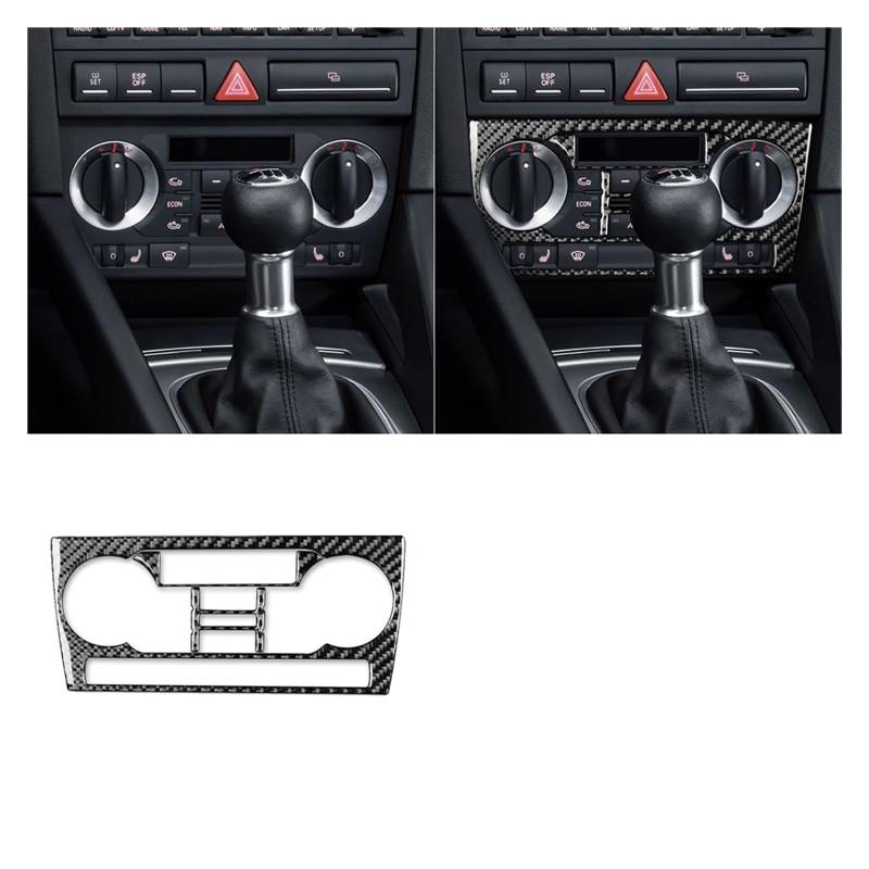 Auto Innenraum Für A3 S3 8P 2006 2007 Zentrale AC Radio CD Navigation Panel Set Trim Abdeckung Carbon Fiber Auto Innen zubehör Aufkleber Interieur Zubehör(E Black) von Hguvsjd